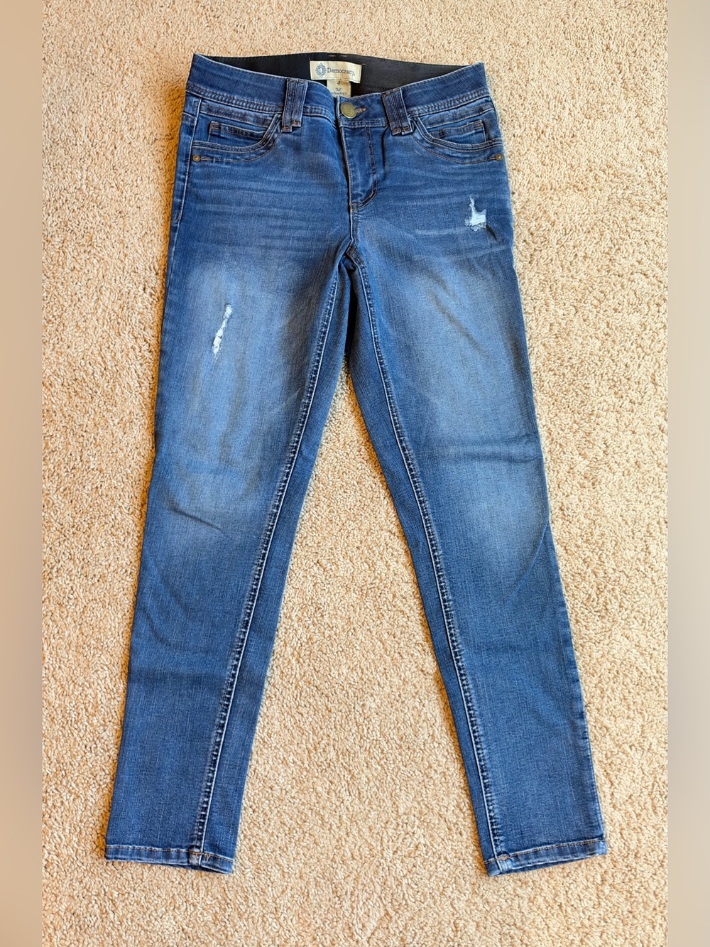 Democracy Distressed Denim Blue Skinny Jeans- Ab Technology